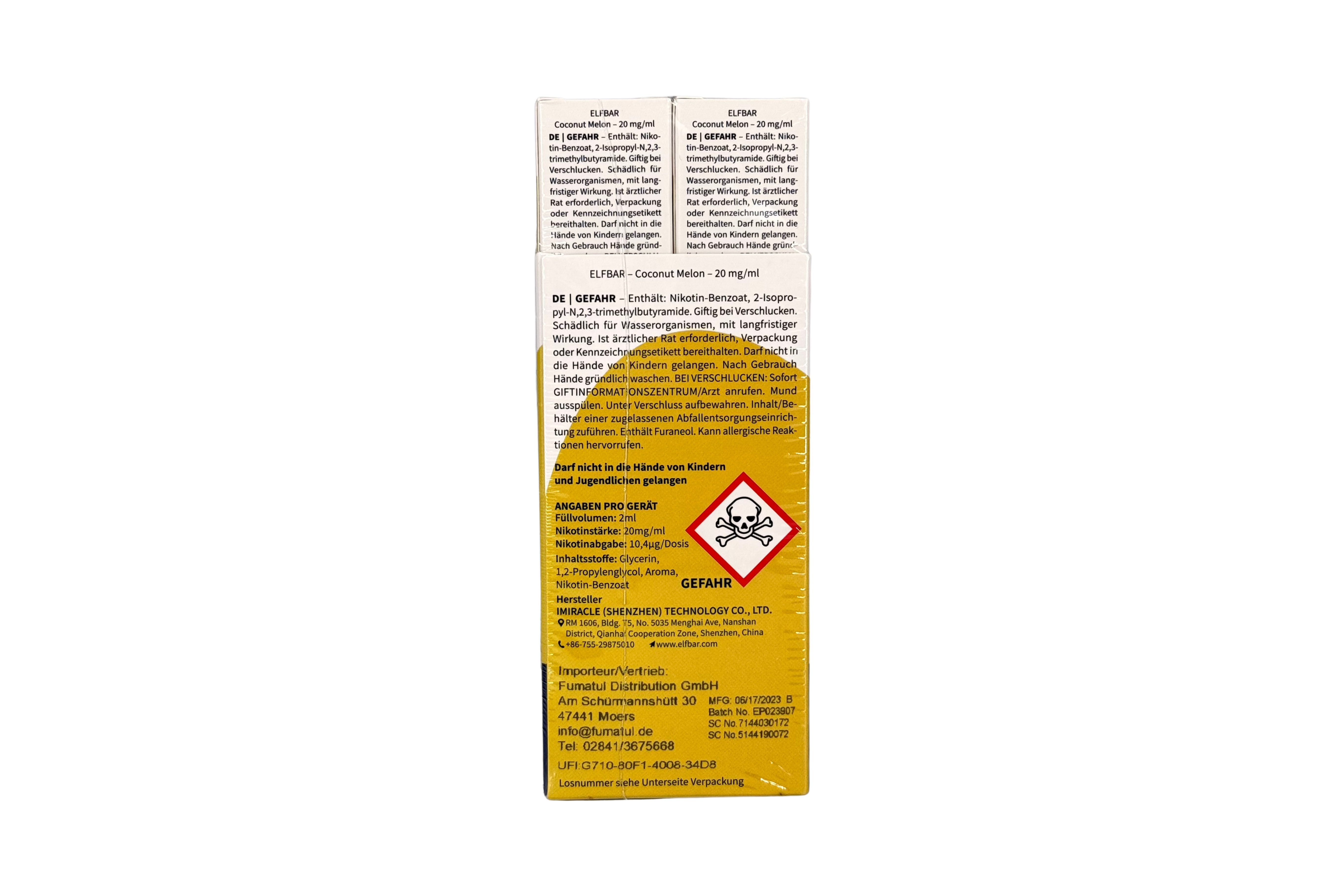 Elf Bar 600 Einweg e-Zigarette, Coconut Melon / Kokosnuss Melone, VPE: 1 Stk. / Box - 20mg/ml Nikotingehalt