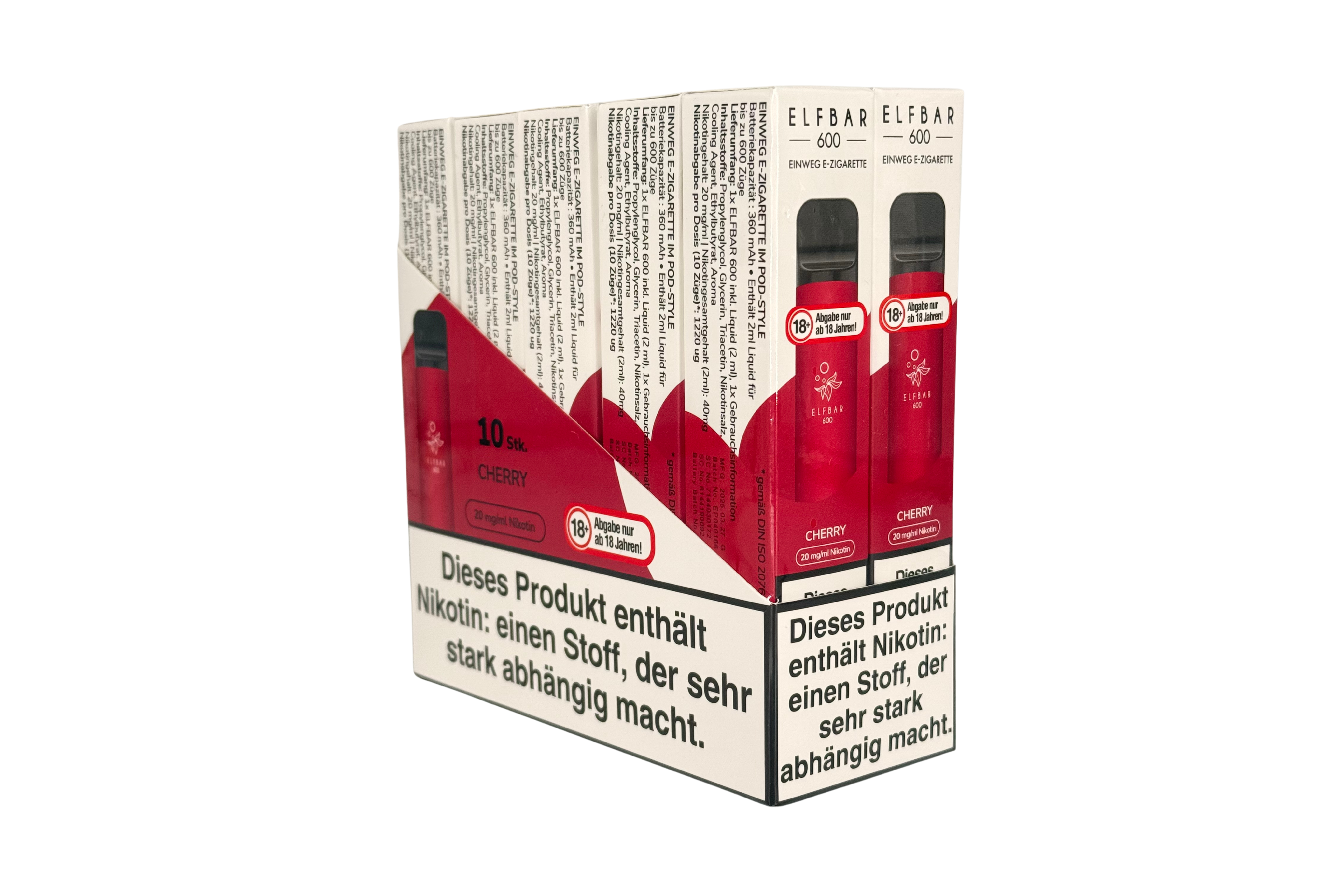 Elf Bar 600 Einweg e-Zigarette, Cherry / Kirsche, VPE: 1 Stk. / Box - 20mg/ml Nikotingehalt
