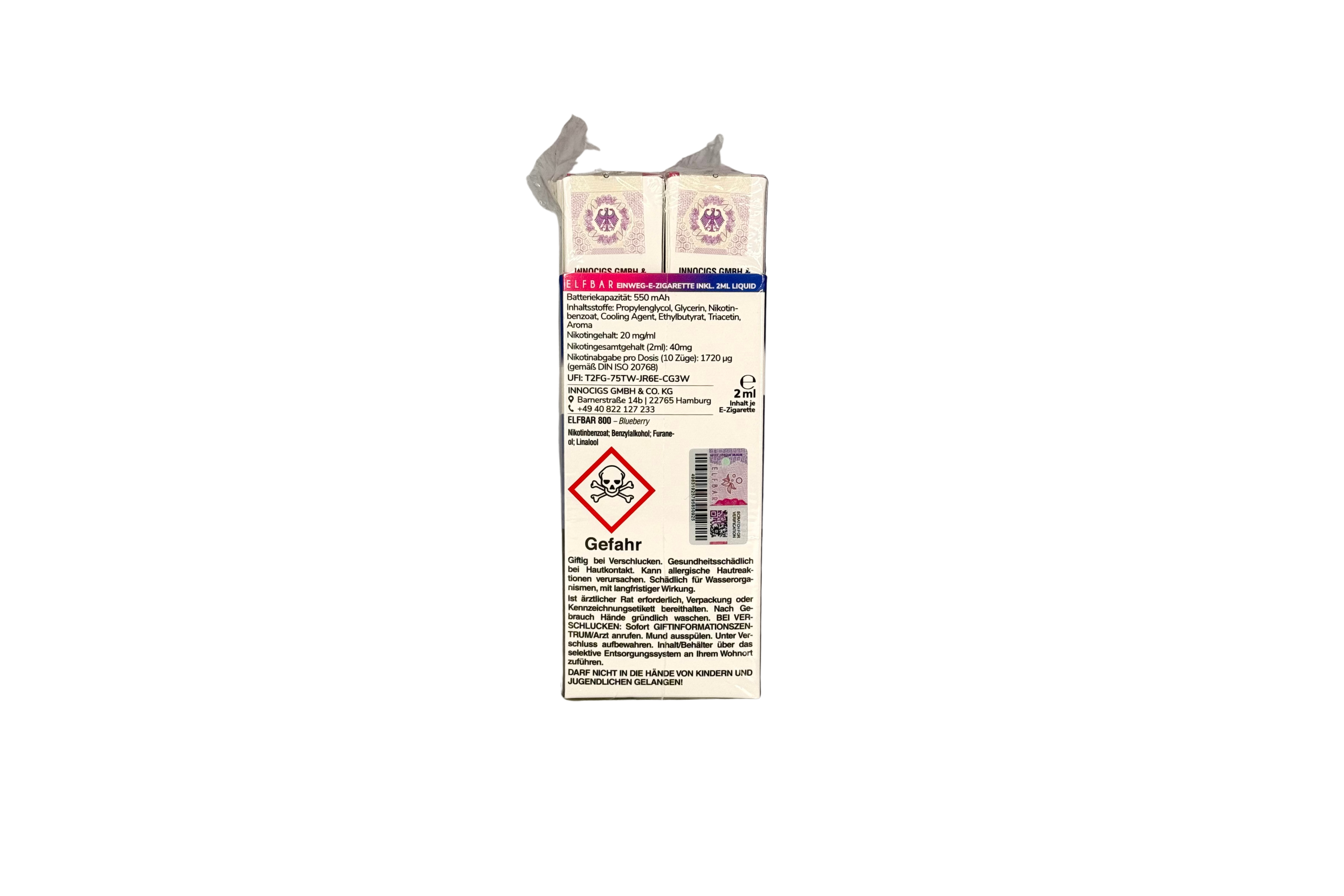 Elfbar 800 Einweg E-Zigarette - Blueberry 20mg/ml, VKE: 10 Stück