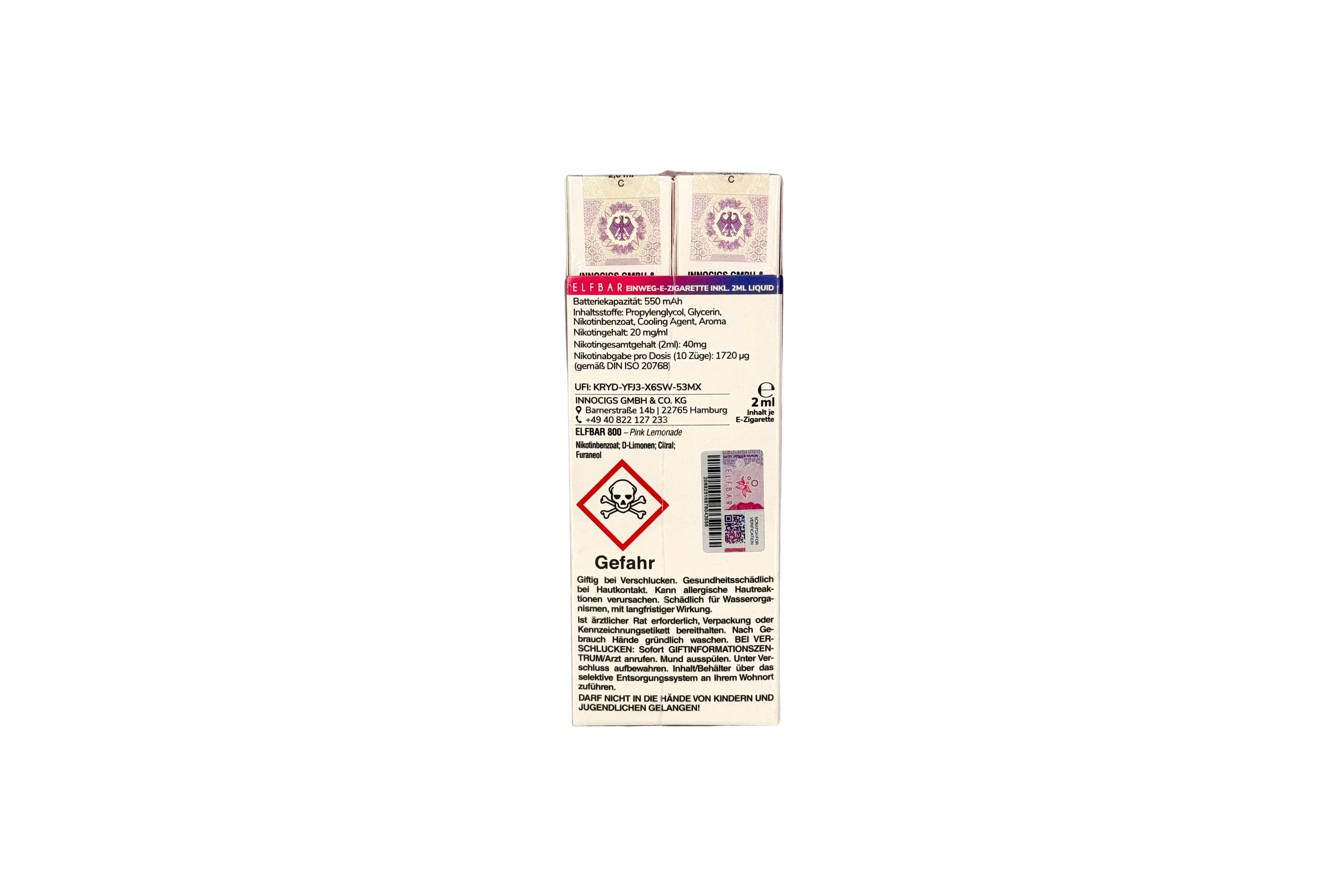 Elfbar 800 Einweg E-Zigarette - Pink Lemonade 20mg/ml, VKE: 10 Stück
