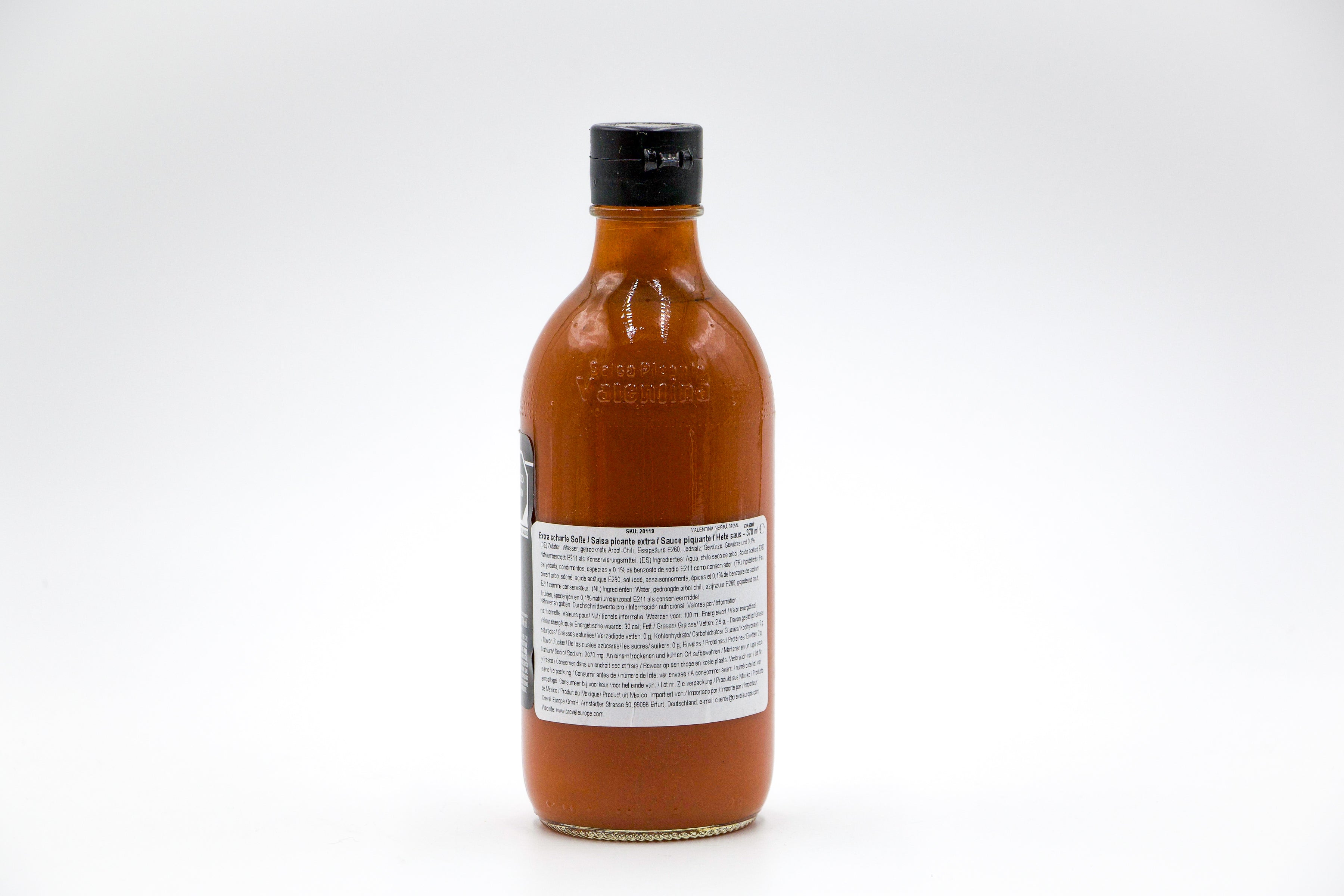 Valentina Salsa Picante Negra, Extra Scharfe mexikanische Chili-Soße, VPE: 370ml, VKE: 24x370ml