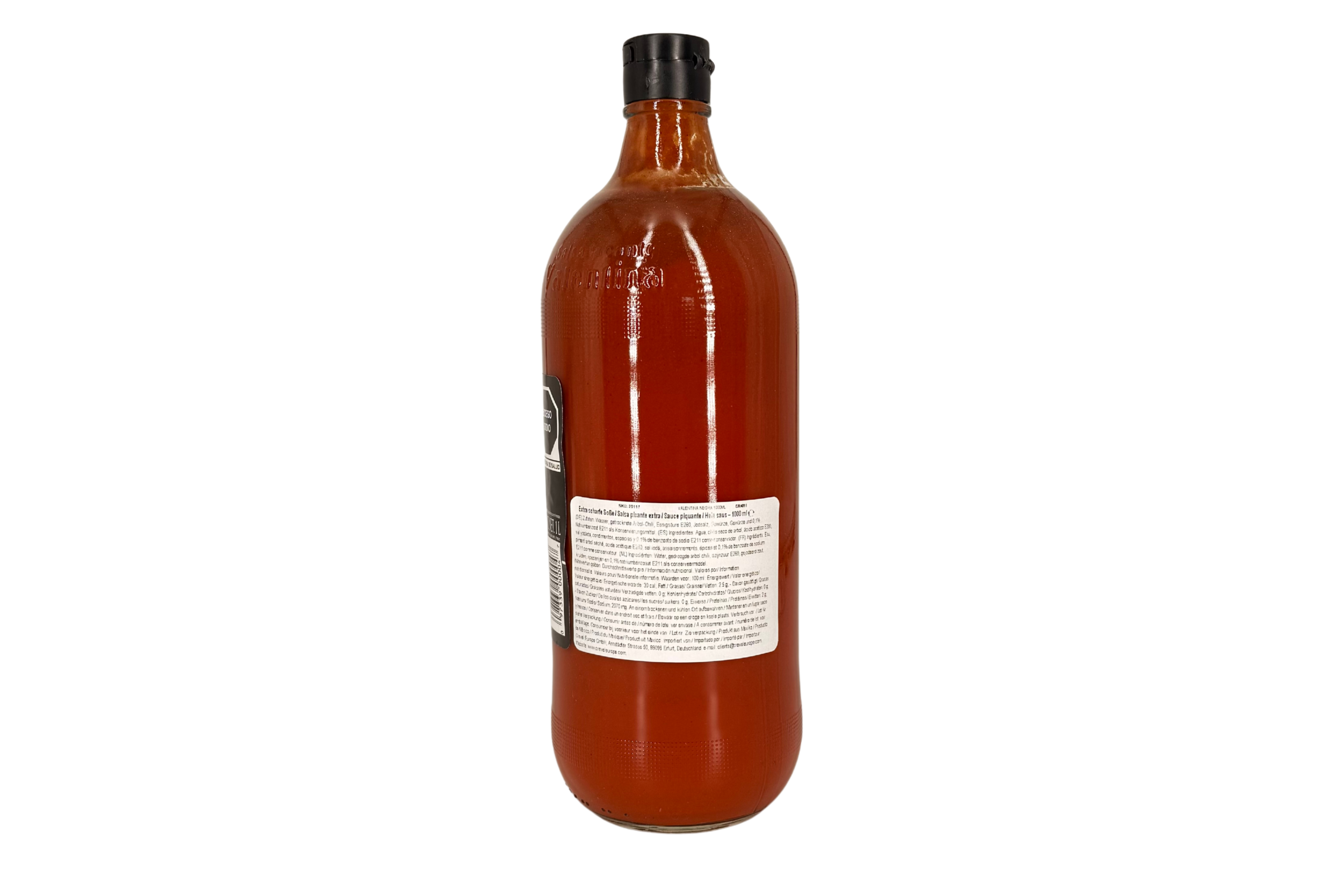 Valentina Salsa Picante Negra, Extra Scharfe mexikanische Chili-Soße, VPE: 1000ml, VKE: 12x1000ml