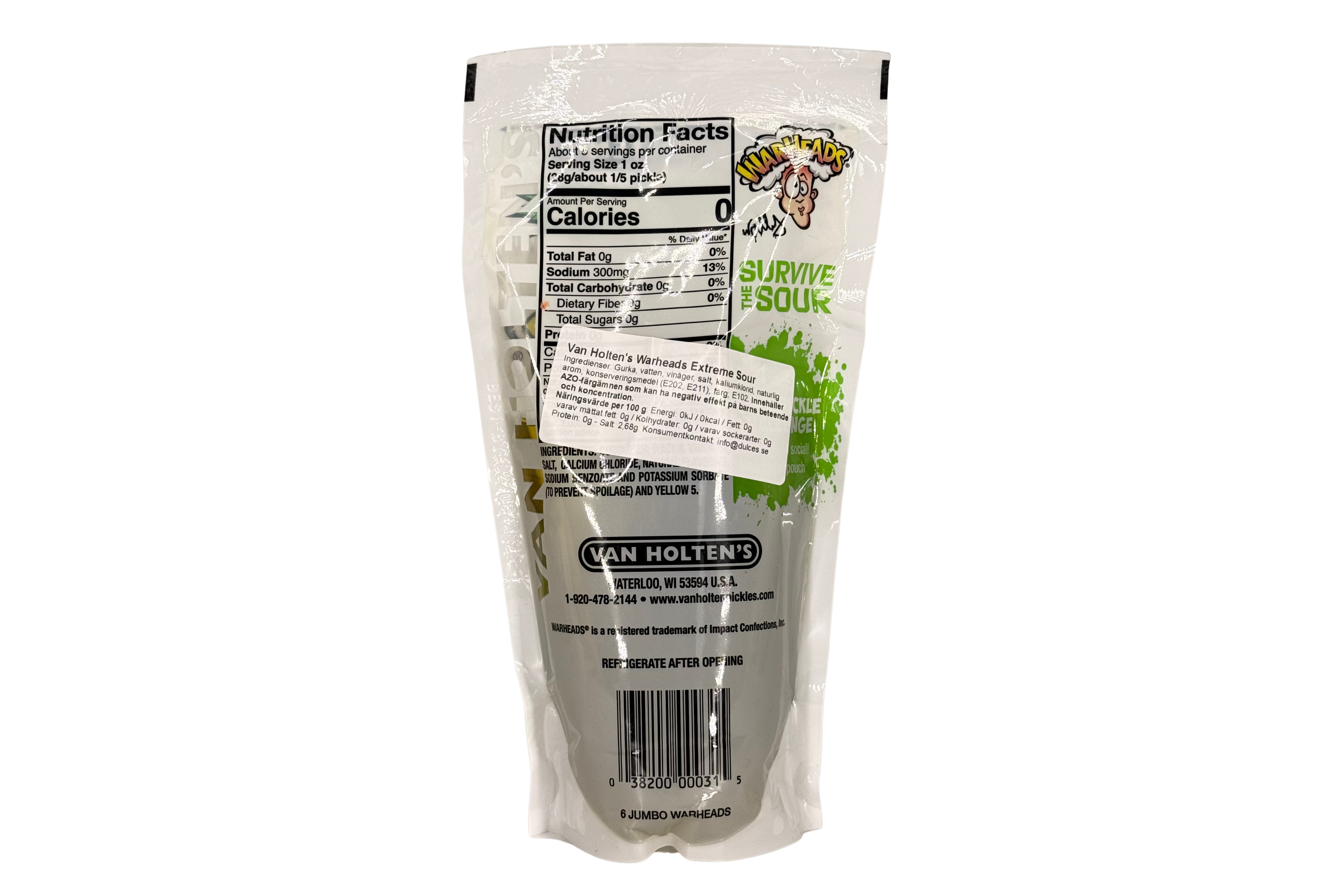 Van Holten´s Warheads Extreme Sour Dill Pickle, Extra saure Gewürzgurke, VPE: 1x240g
