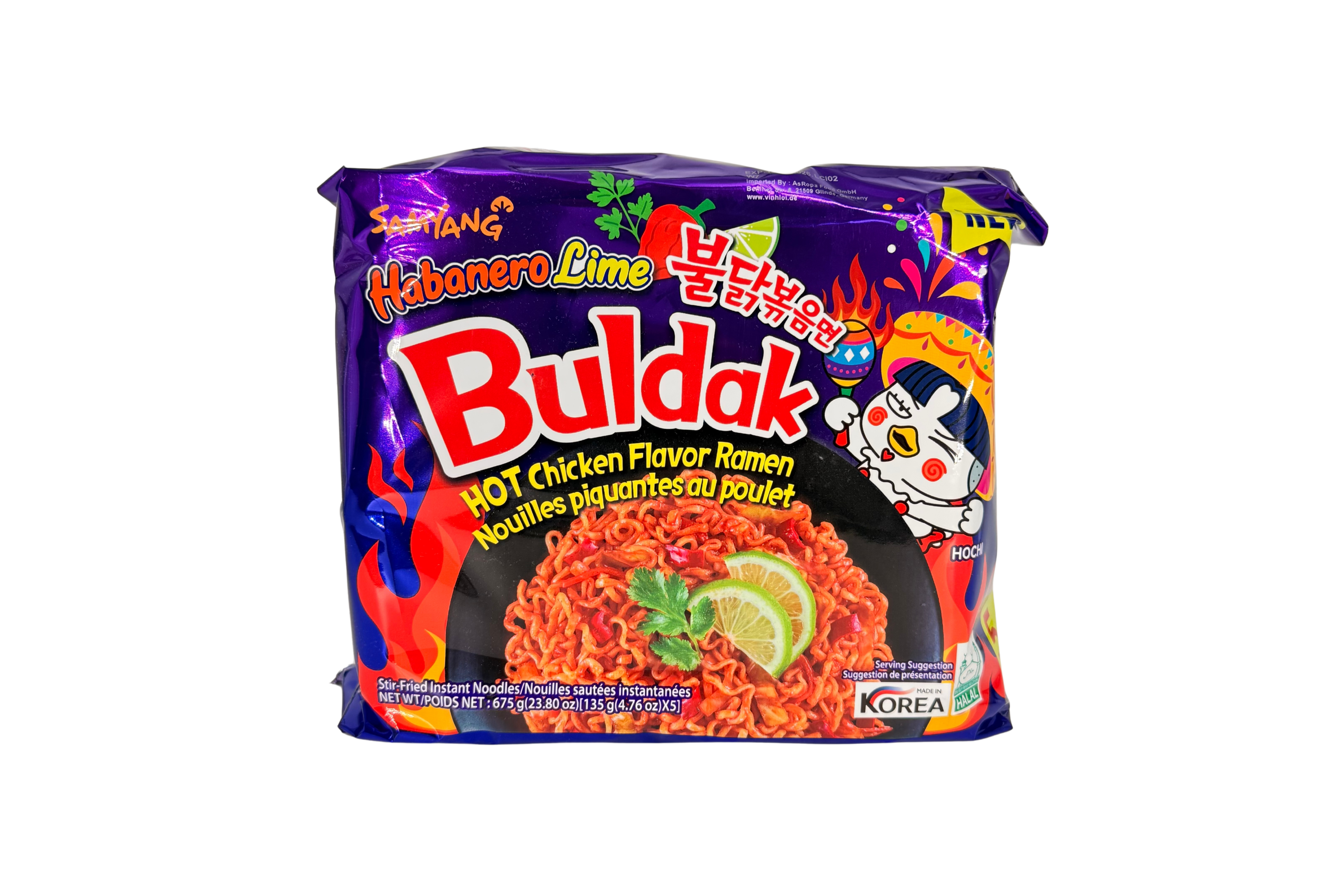 Samyang Buldak Instant Nudeln Hot Chicken Habanero Lime, VPE: 135g, VKE: 5x135g