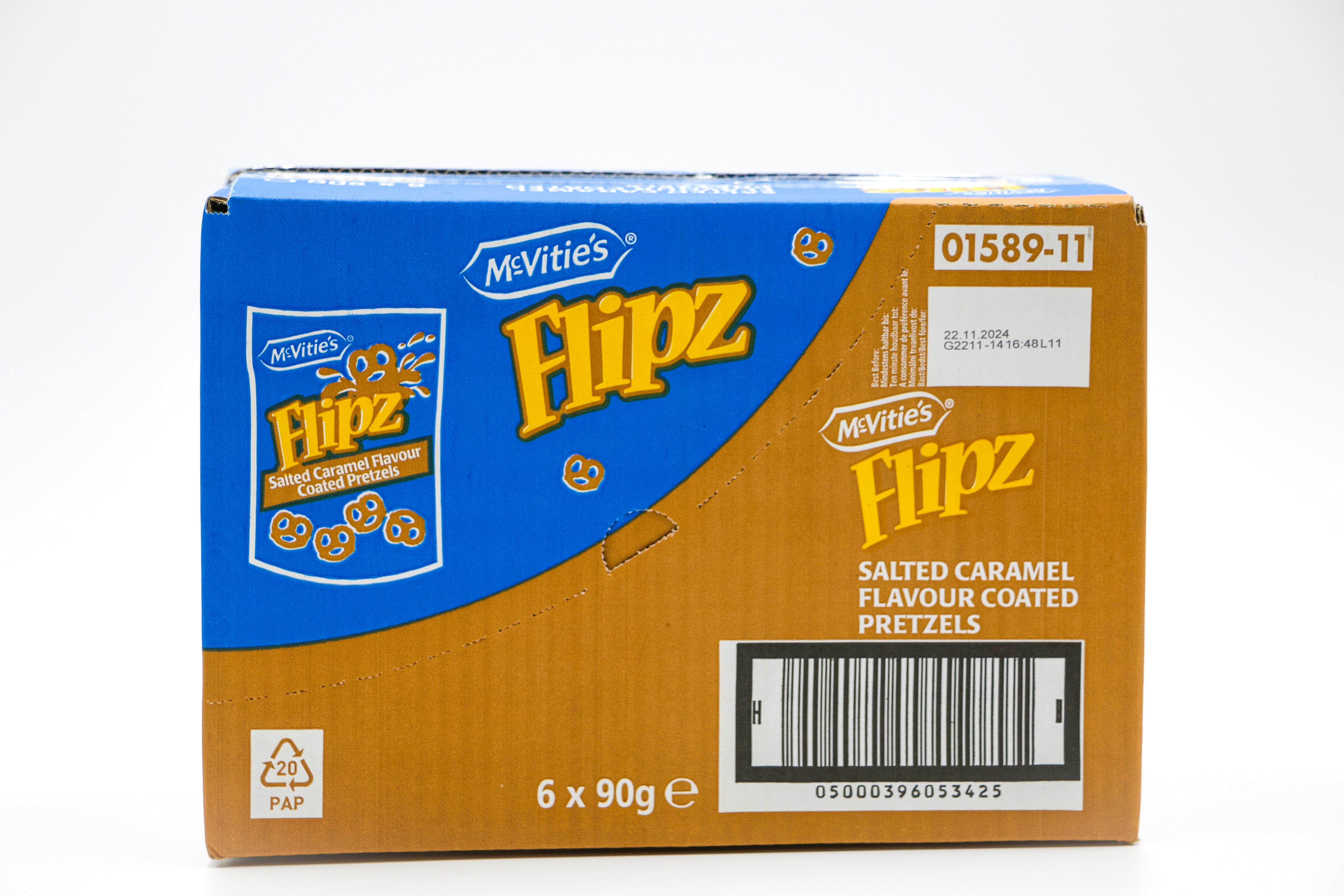 MCVITIE'S Flipz Salted Caramel, VPE: 90g Beutel, VKE: 6x90g