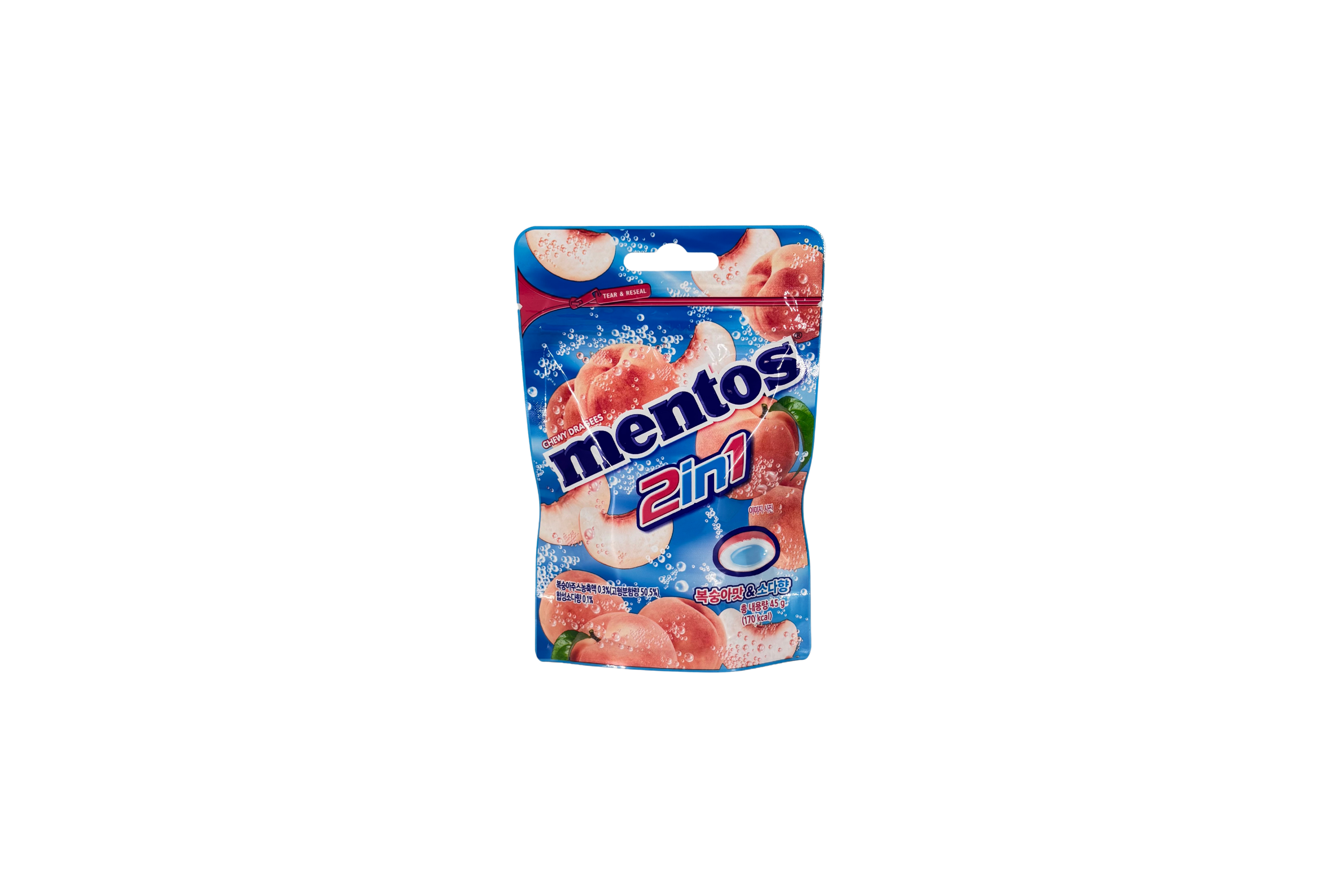 Nongshim Mentos 2in1 Peach Soda Flavor, VPE: 45g, VKE: 10x45g