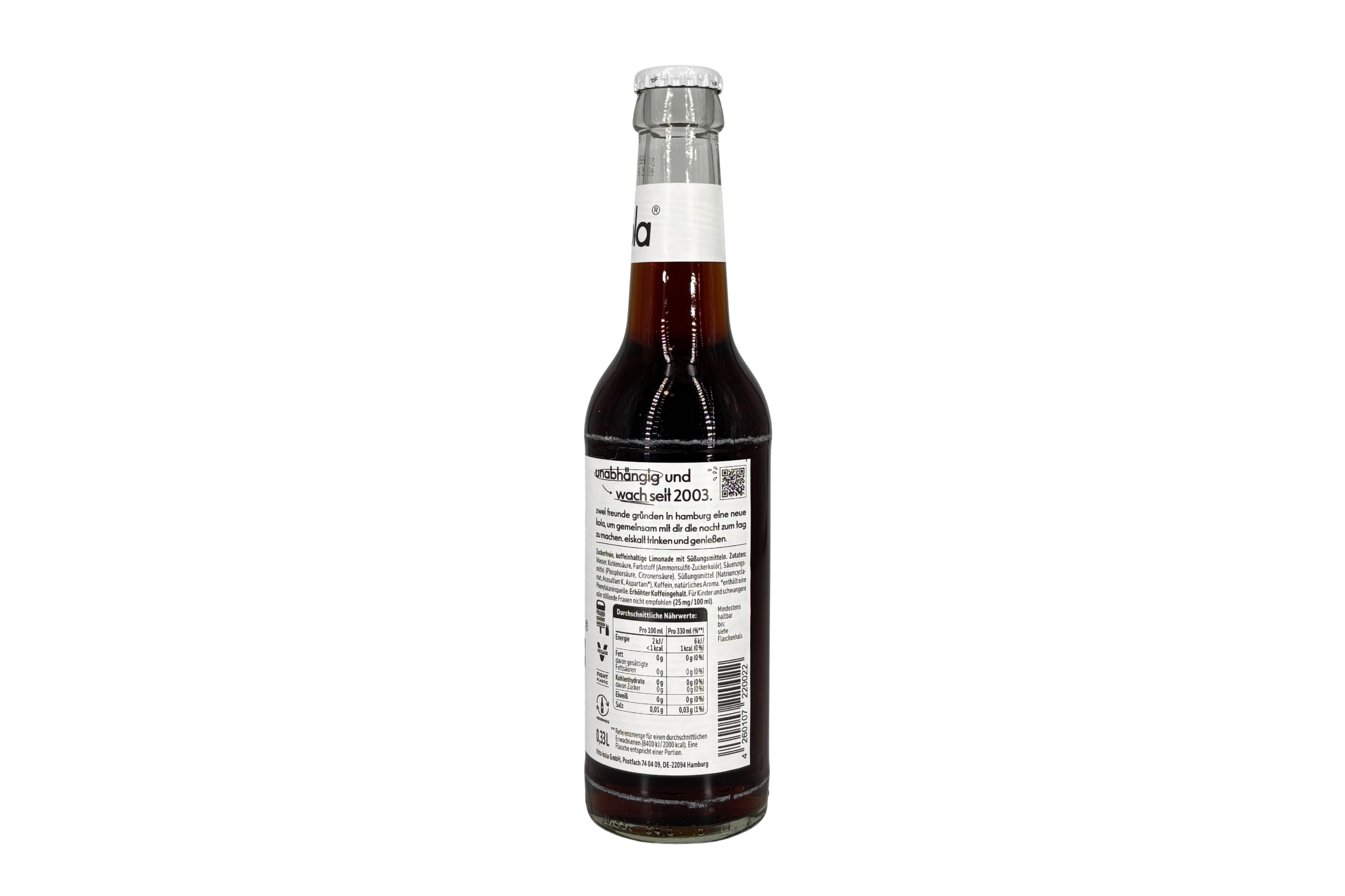 fritz-kola Fritz ohne Zucker, VPE: 330ml, VKE: 24x330ml