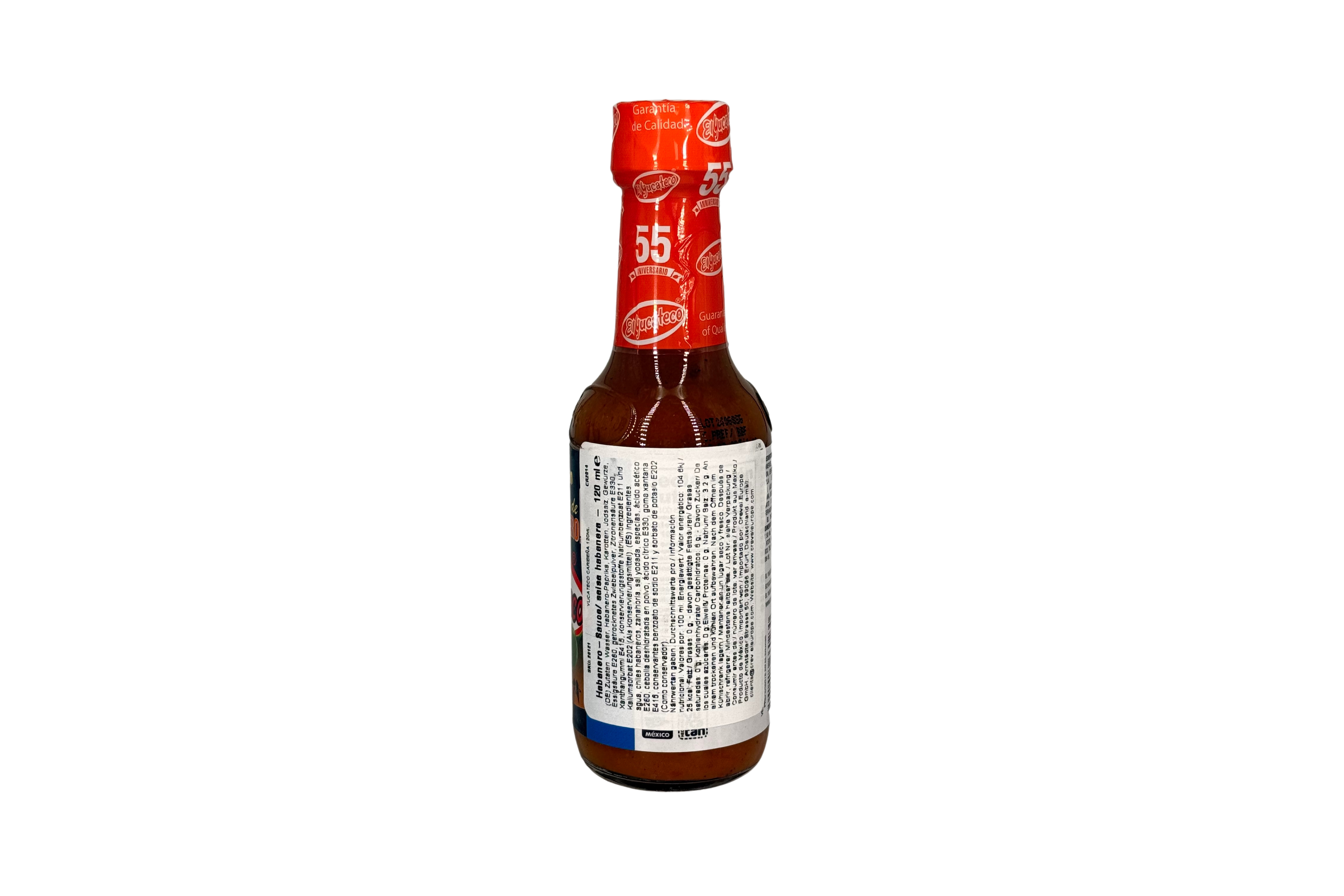 El Yucateco Caribbean Salsa Habanero, Pikant-Süßliche Gelbe-Habanero-Chili-Soße, VPE: 120ml