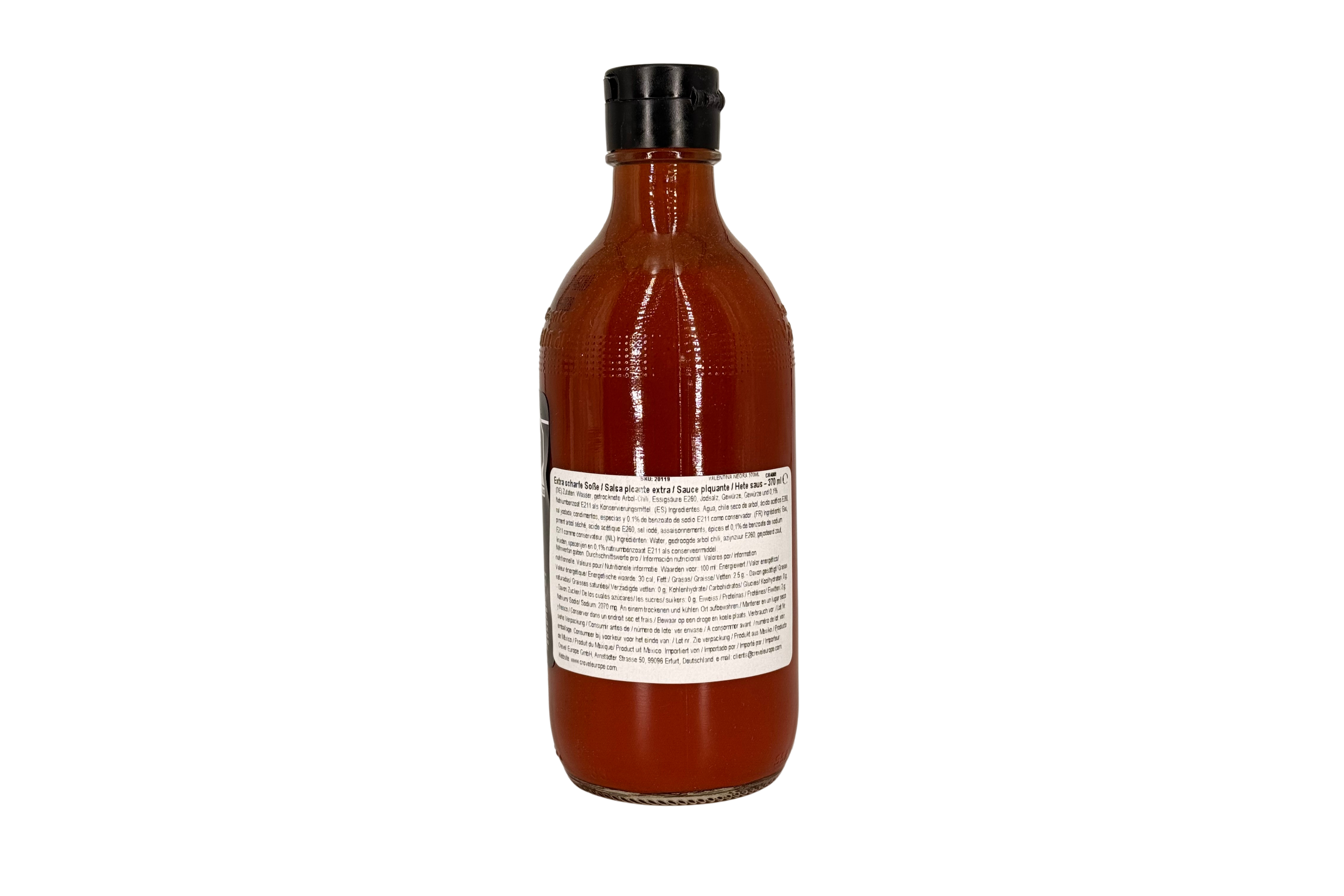 Valentina Salsa Picante Negra, Extra Scharfe mexikanische Chili-Soße, VPE: 370ml, VKE: 24x370ml